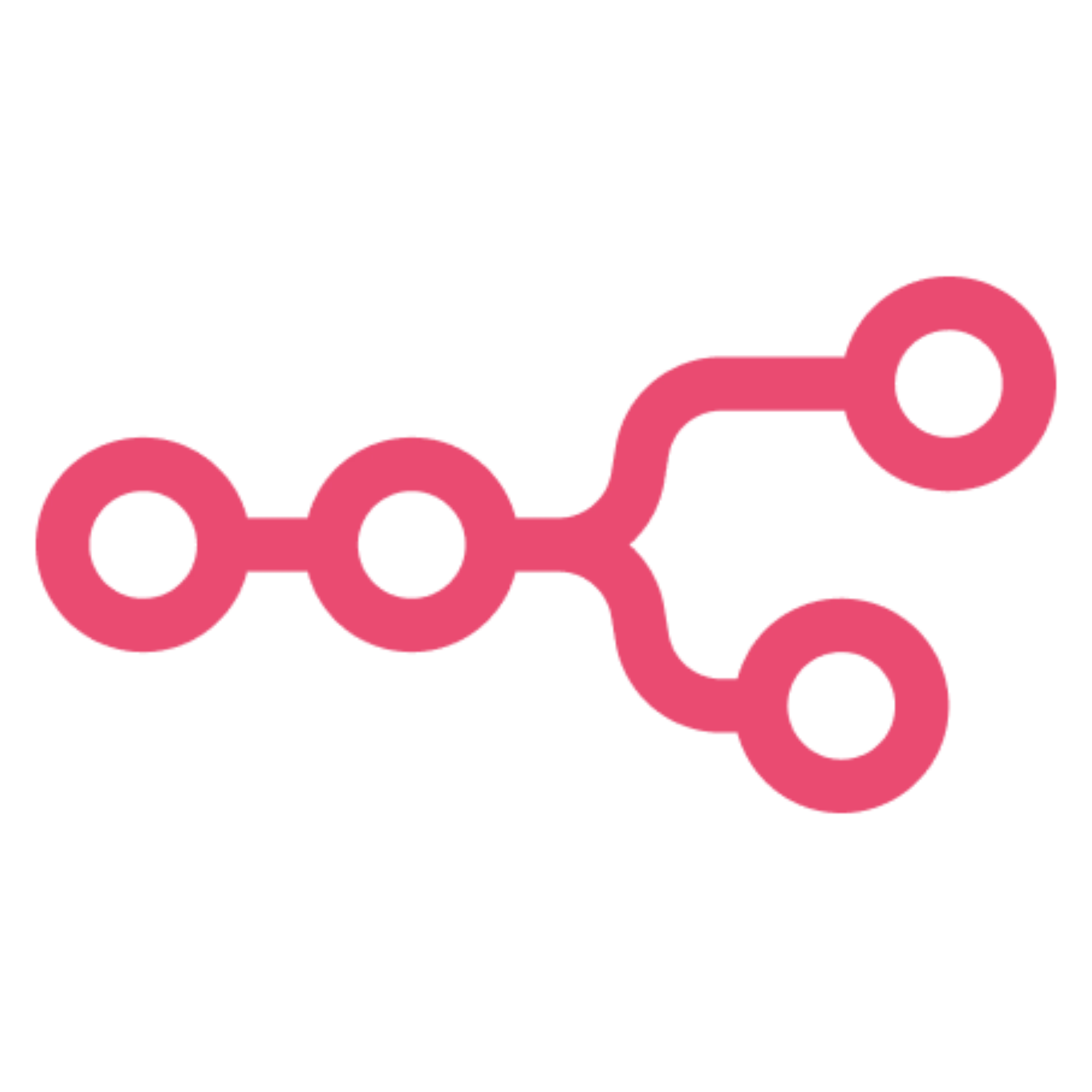Red share icon with three connected circular nodes on black background.