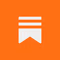 White bookmark icon with two horizontal lines on an orange background.