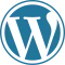 WordPress logo with a stylized black W inside a blue circle.