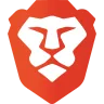 Stylized white lion face inside a red-orange shield-shaped background.