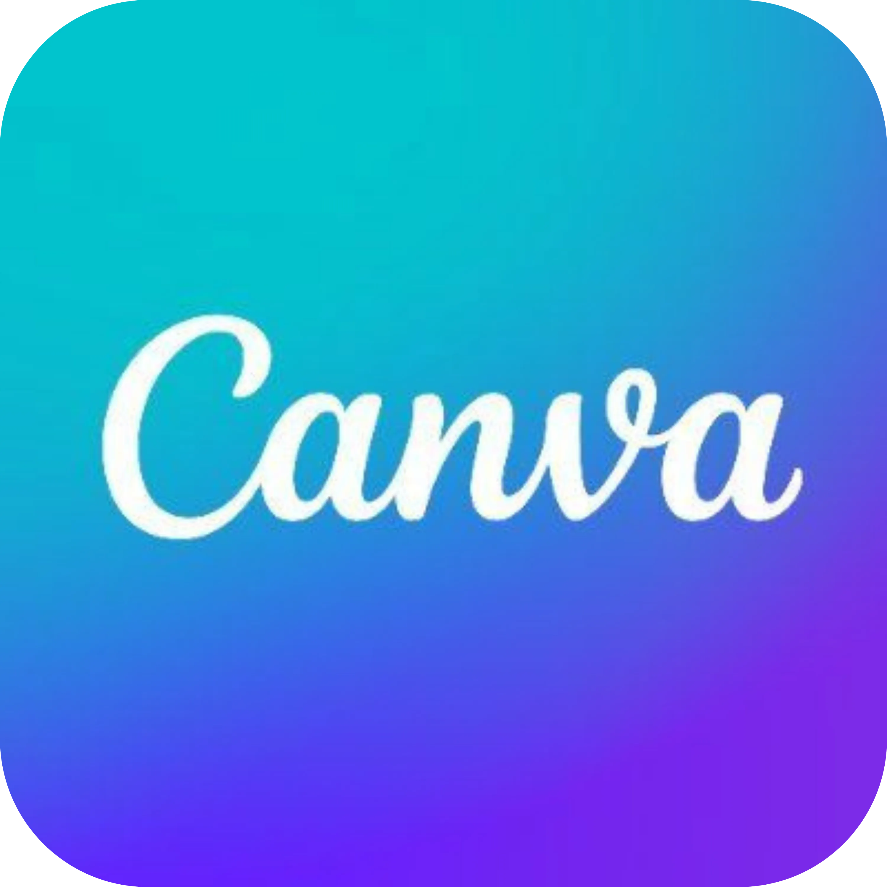 Canva logo with white cursive text on a blue to purple gradient background.