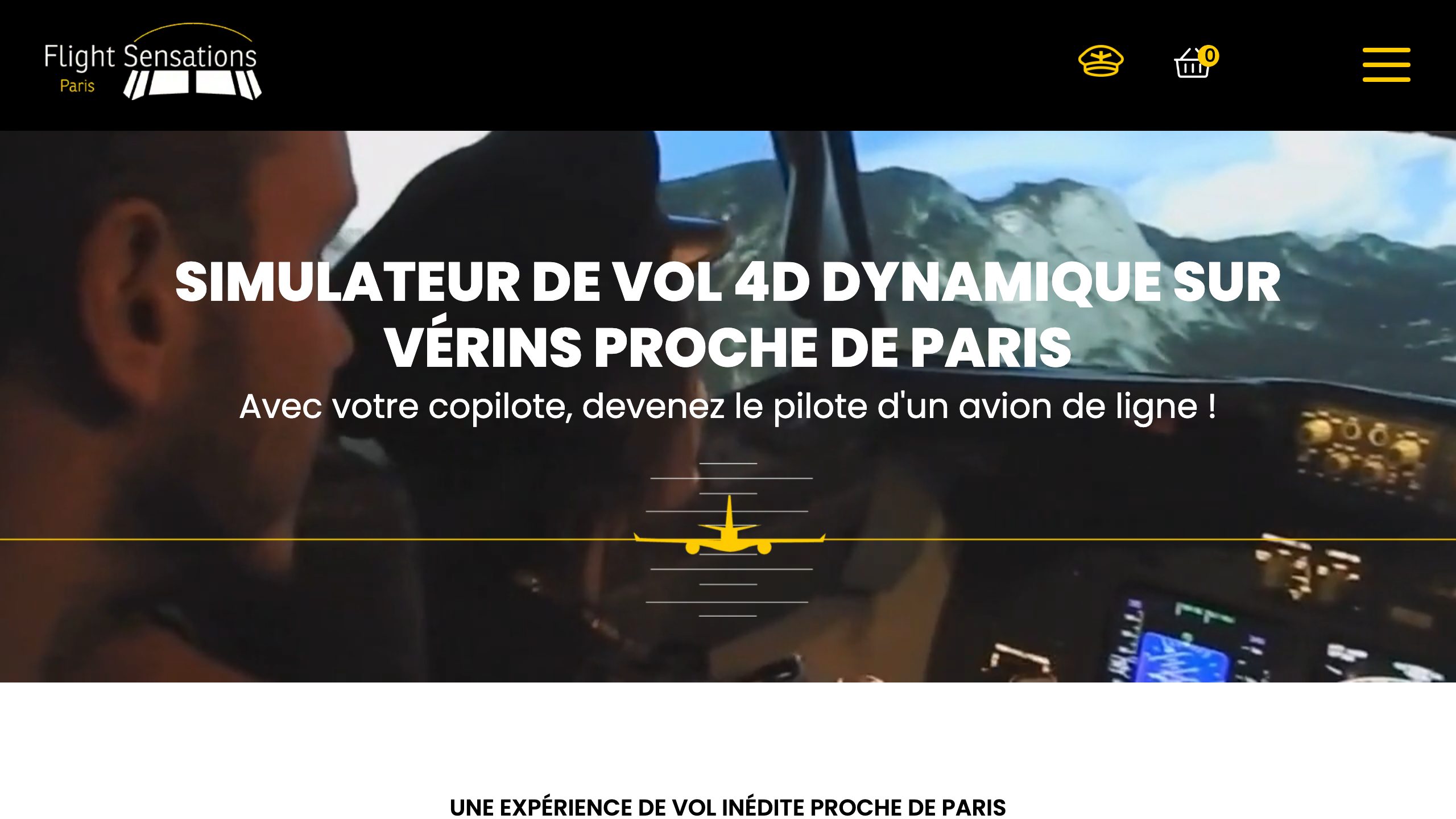 Homepage of the Flight Sensations website