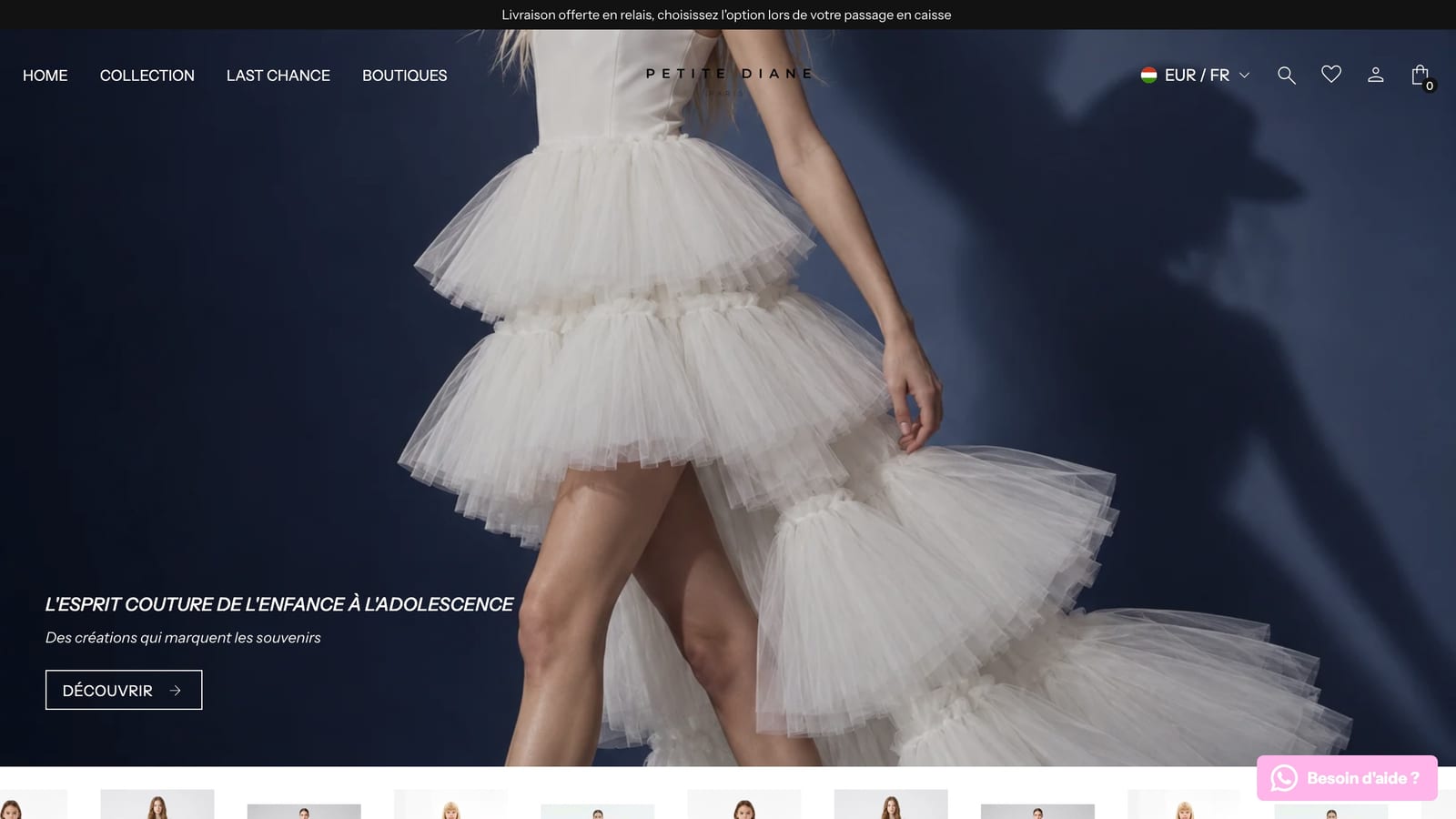 Petite Diane website homepage