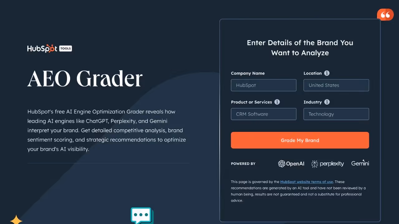 HubSpot AEO Grader software: mention tracking AI