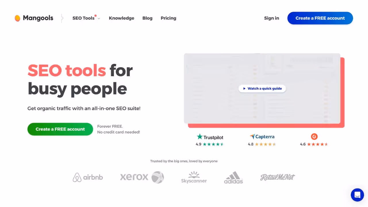 AIでの言及を追跡するMangoolsのAI Search Graderソフトウェア