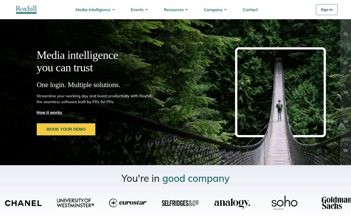 Home page del software Roxhill Media