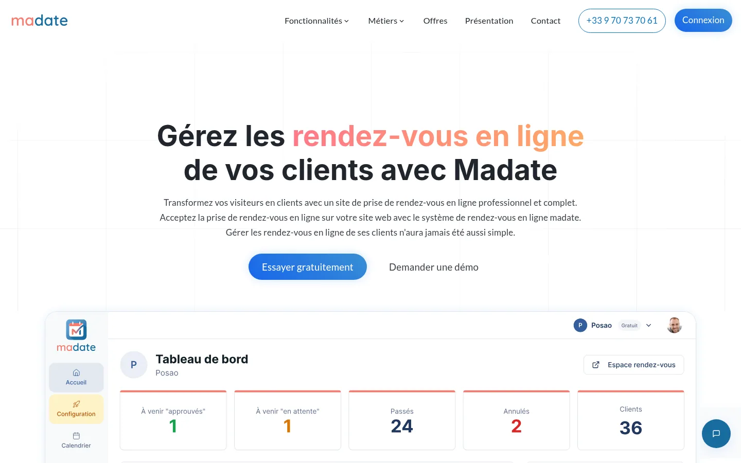 Home page del software Madate