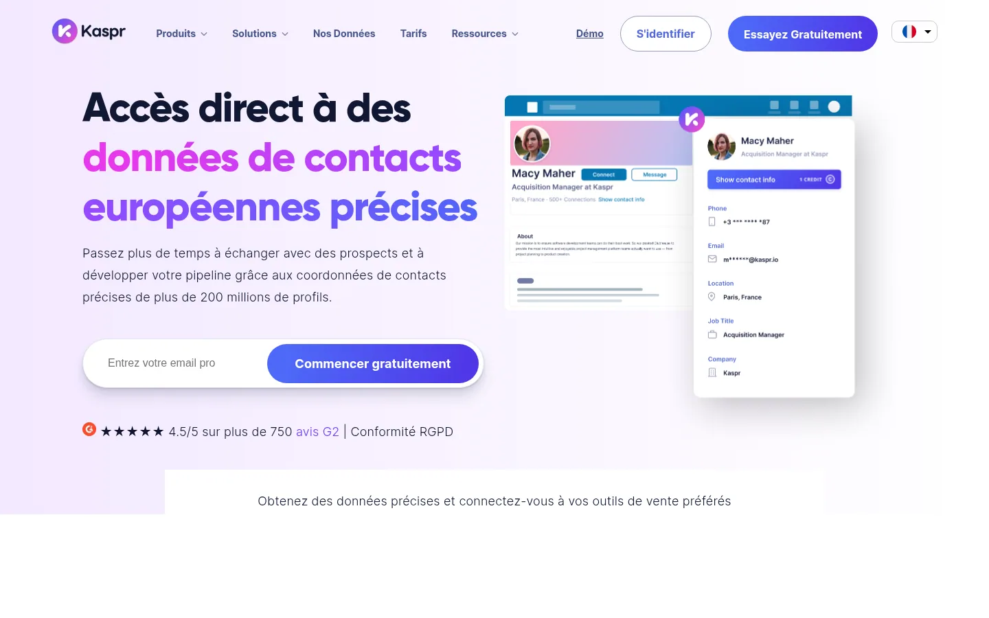 Homepage of the Kaspr software
