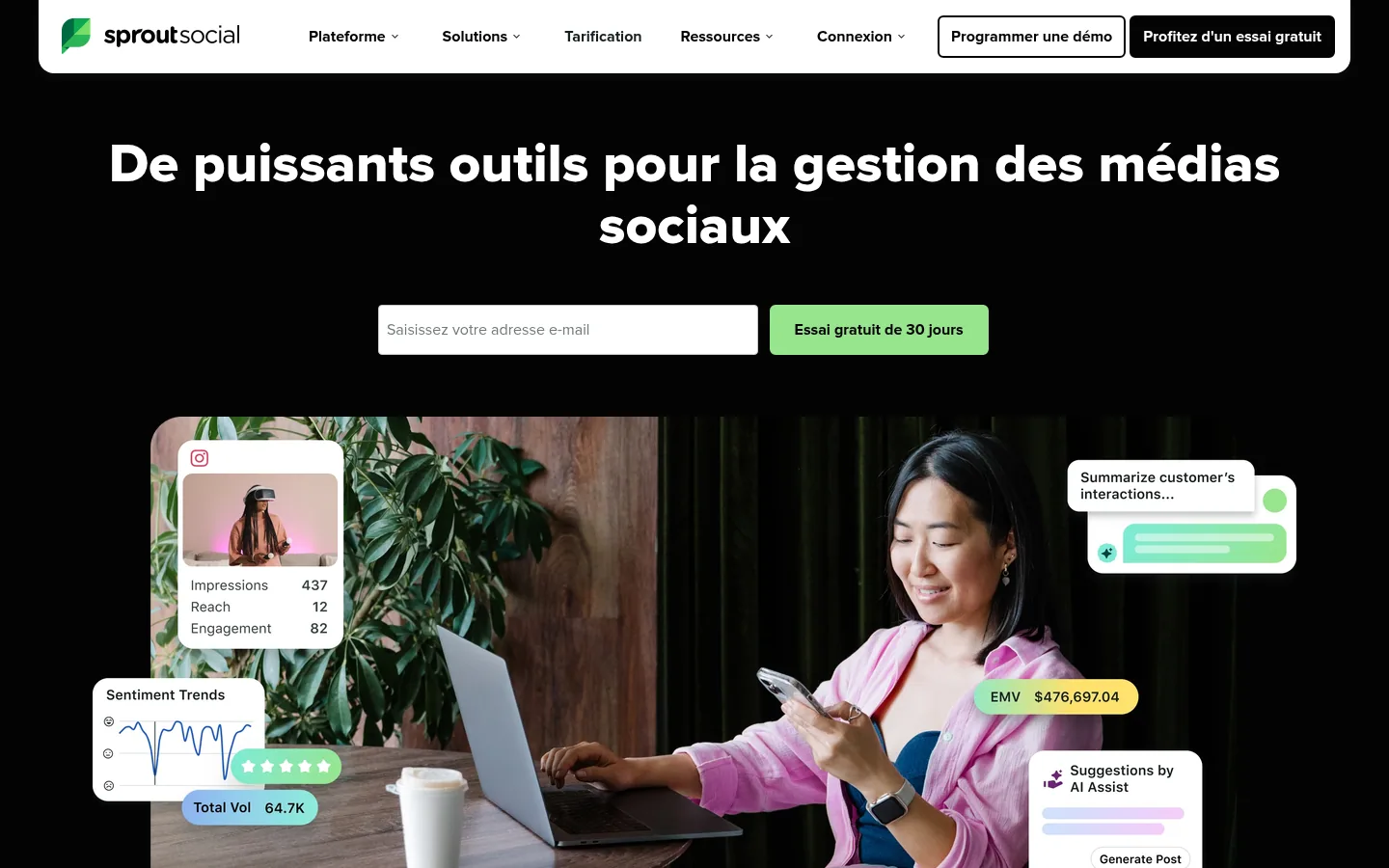 Homepage of the Sprout Social software