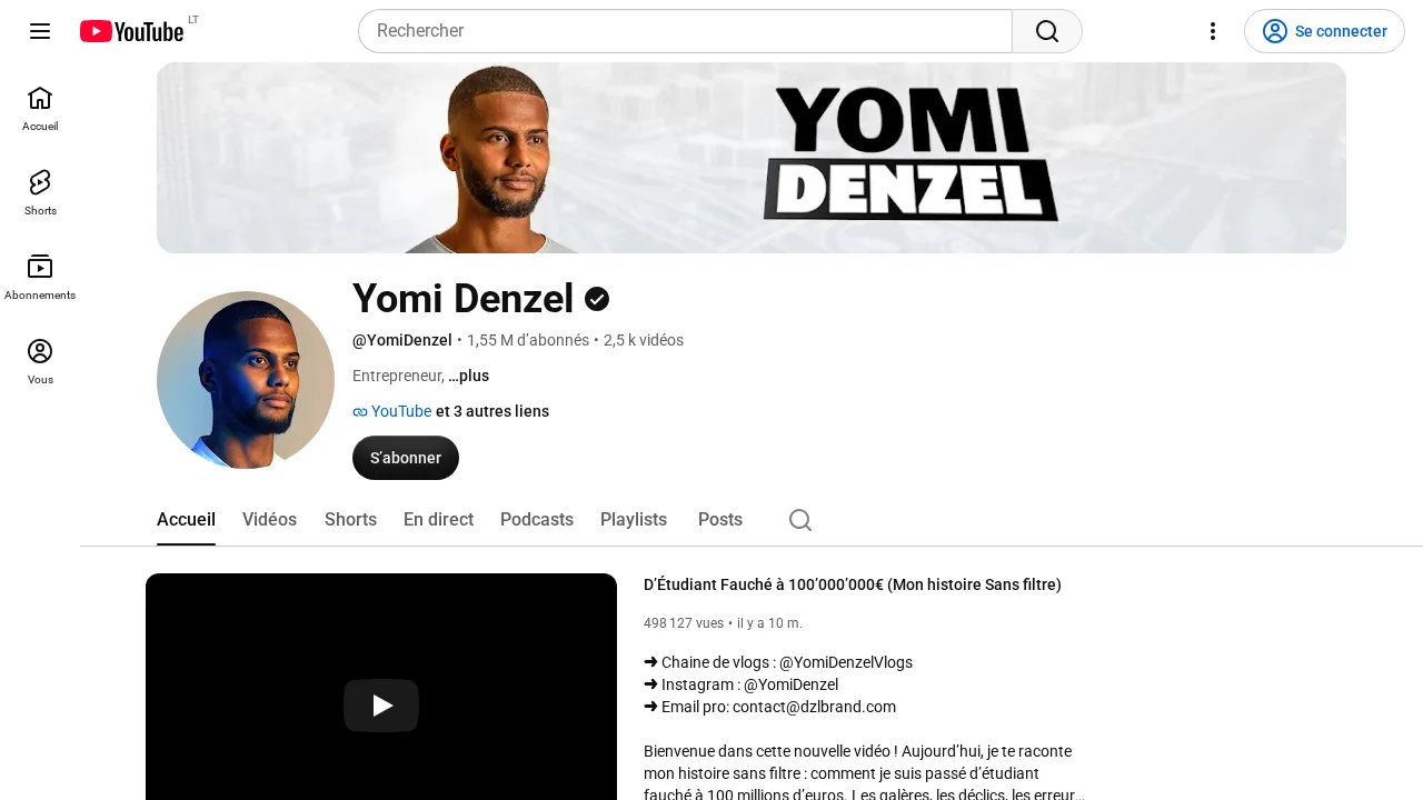 구독자 1.55M명의 인증된 Yomi Denzel YouTube 채널