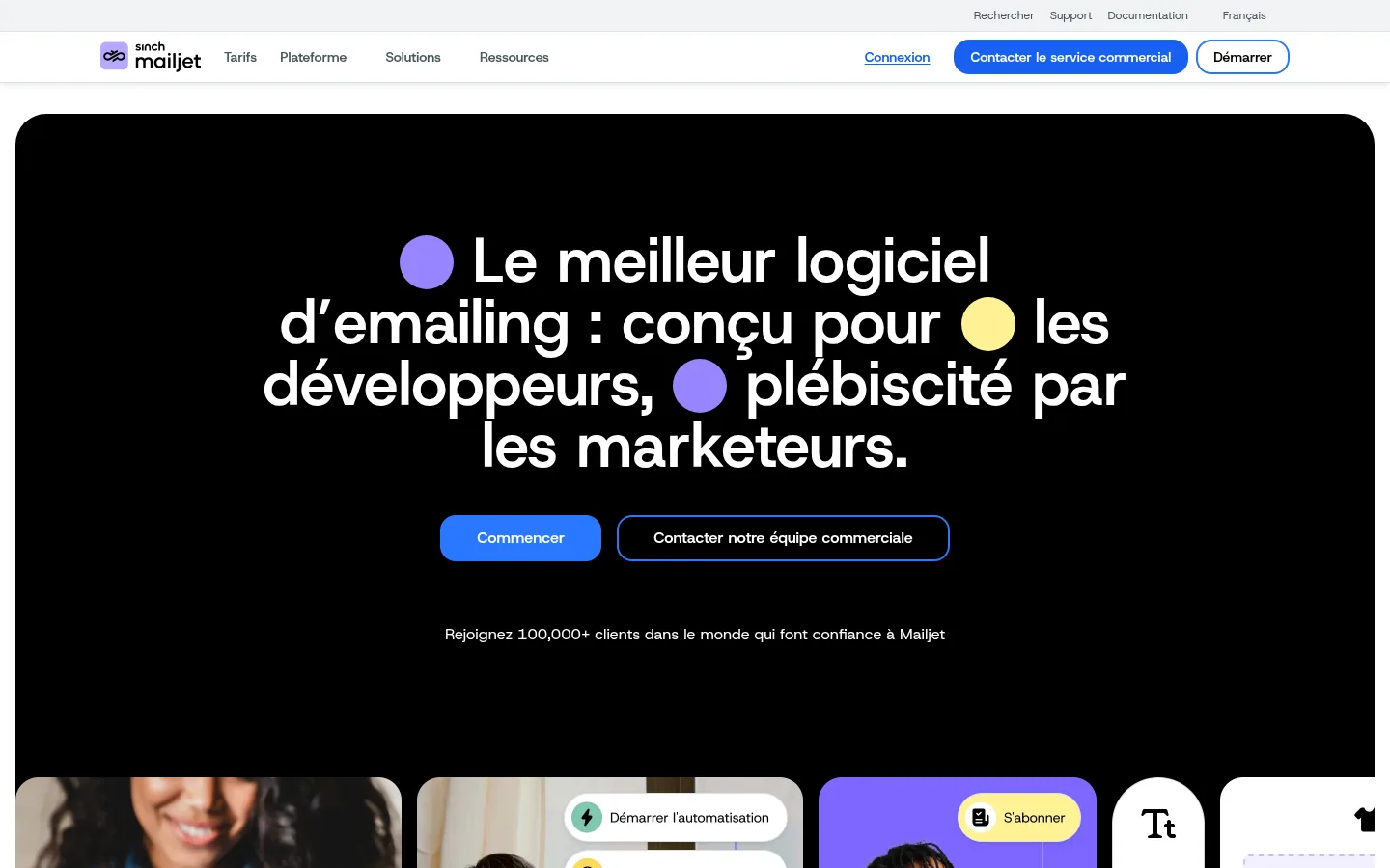 Homepage of the Mailjet software