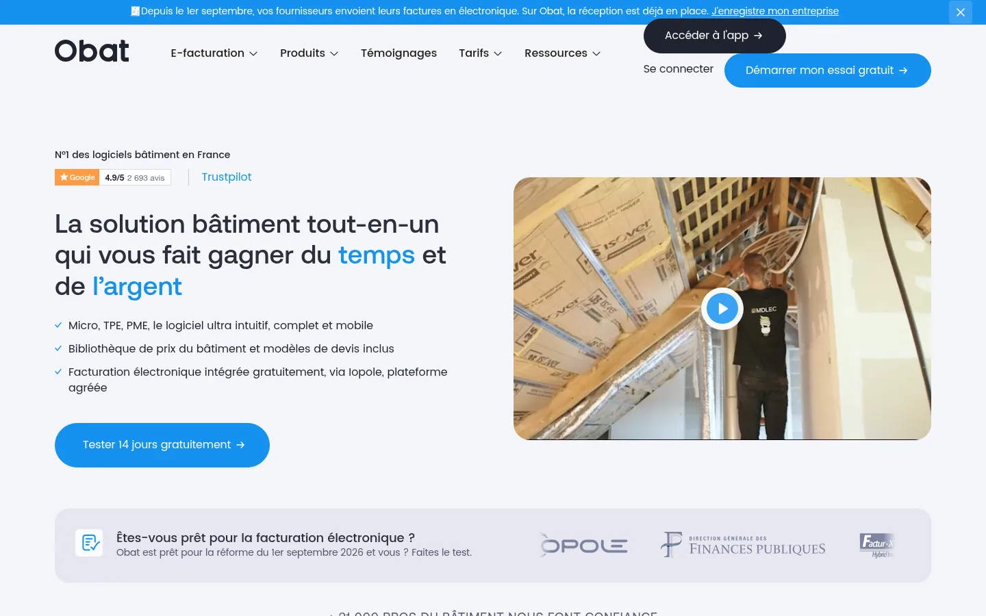 Startseite der Software Obat