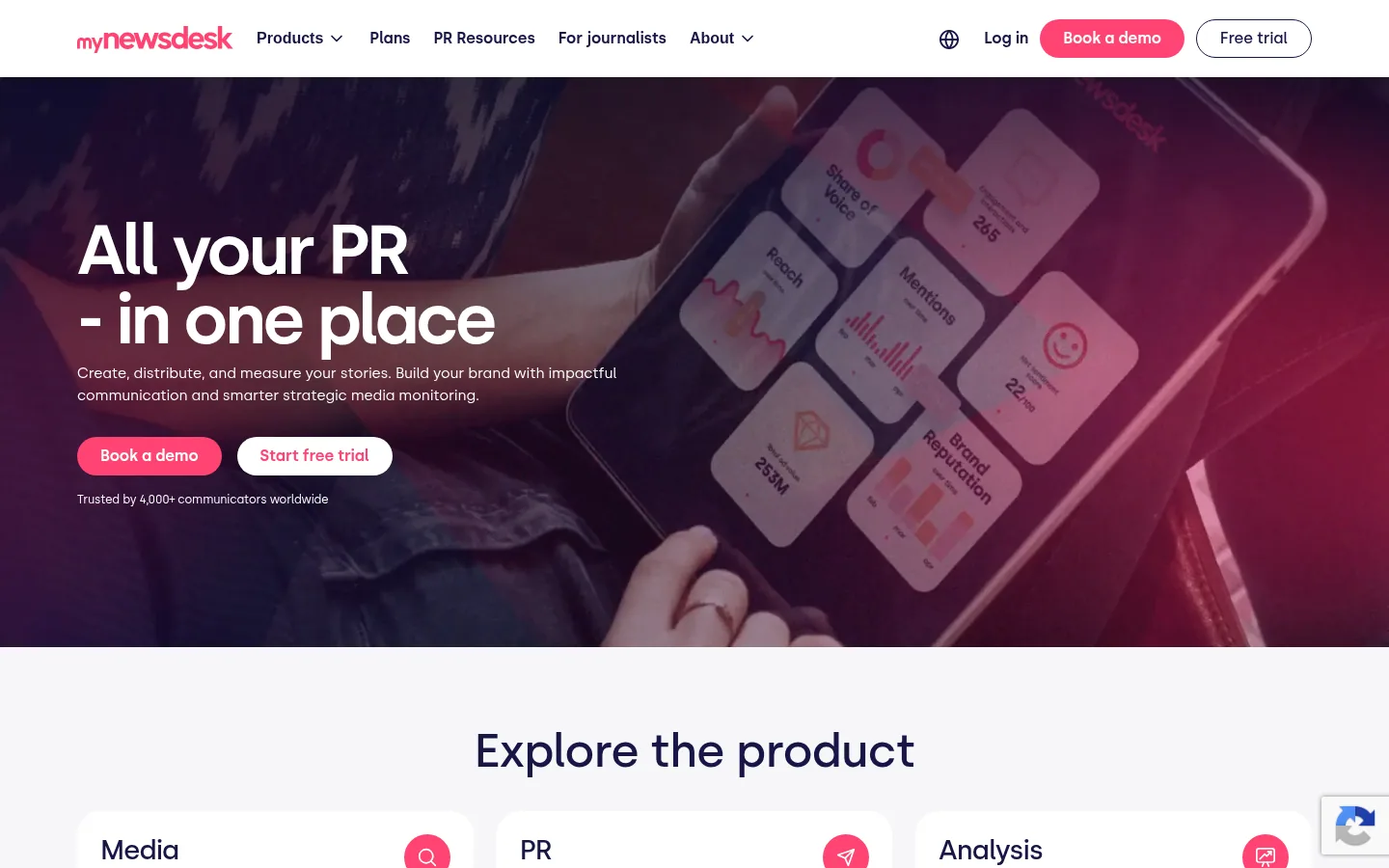 Home page del software Mynewsdesk