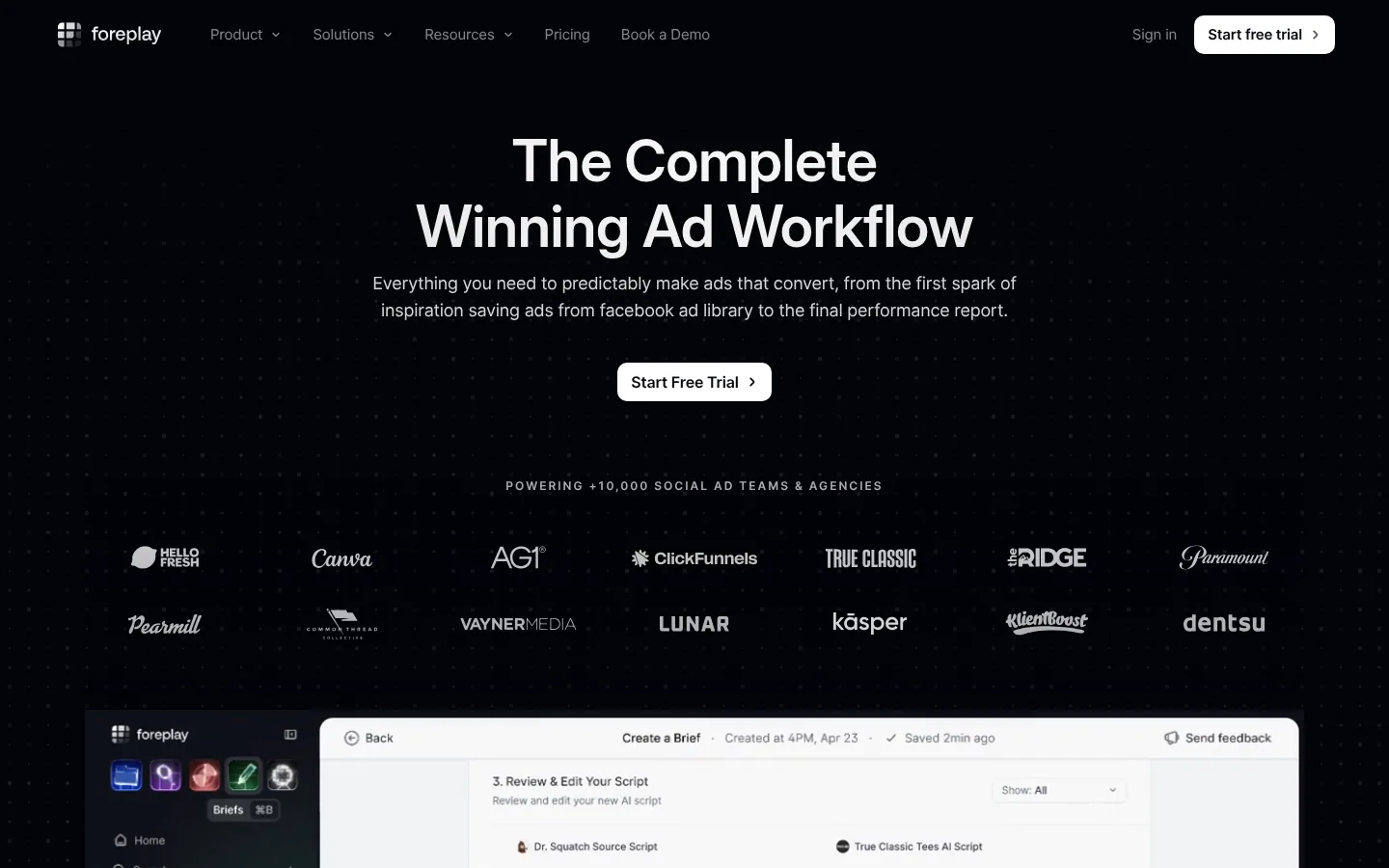 Homepage of the Foreplay software