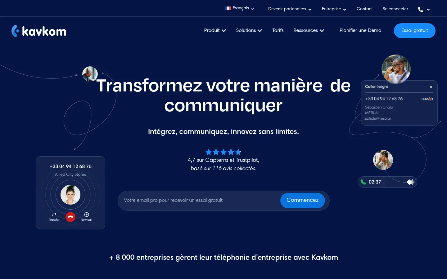 Homepage of the Kavkom software