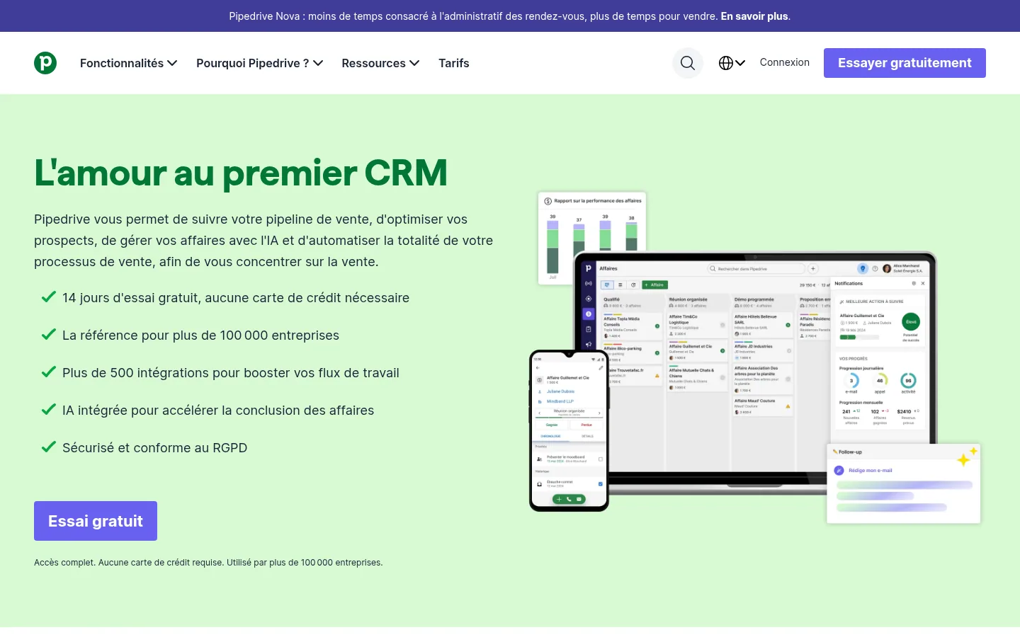 Pipedrive software homepage
