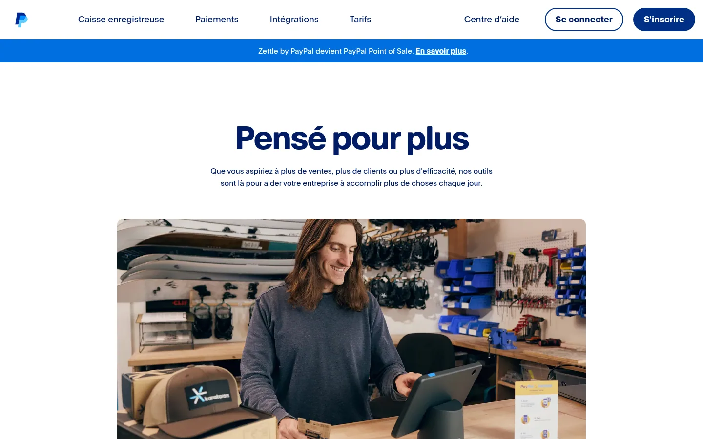 Homepage del software Zettle (PayPal POS)