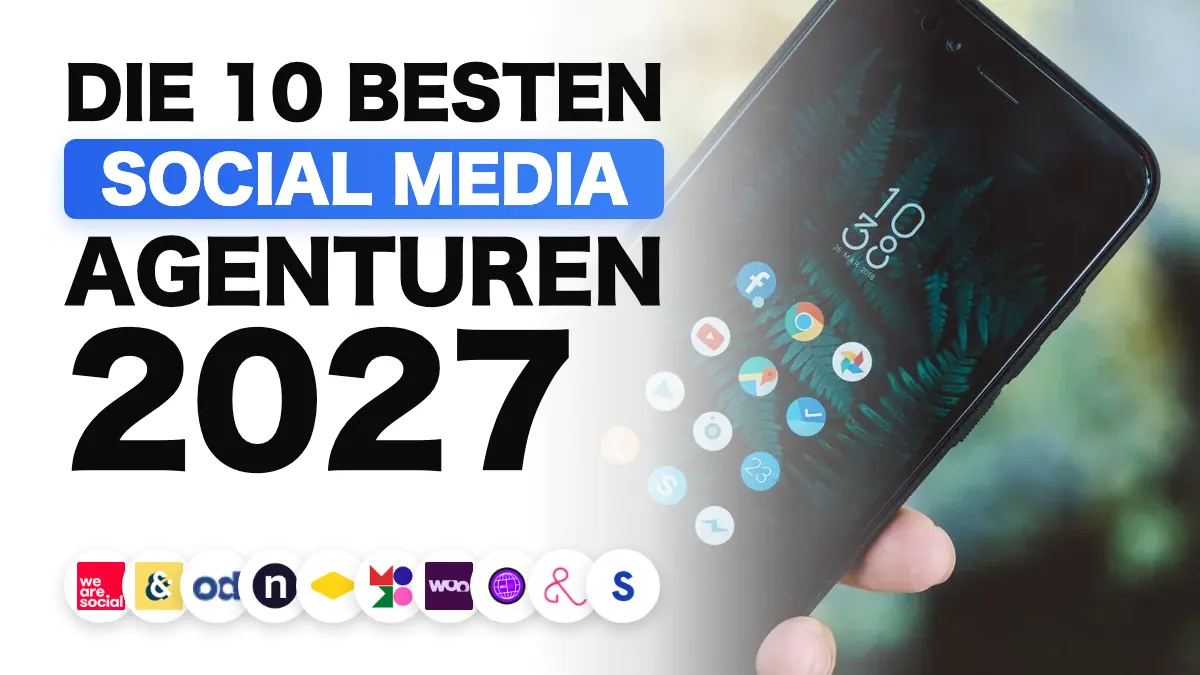 Hand hält ein Smartphone mit Social-Media-Apps, illustriert das Ranking der besten Social-Media-Agenturen in Frankreich