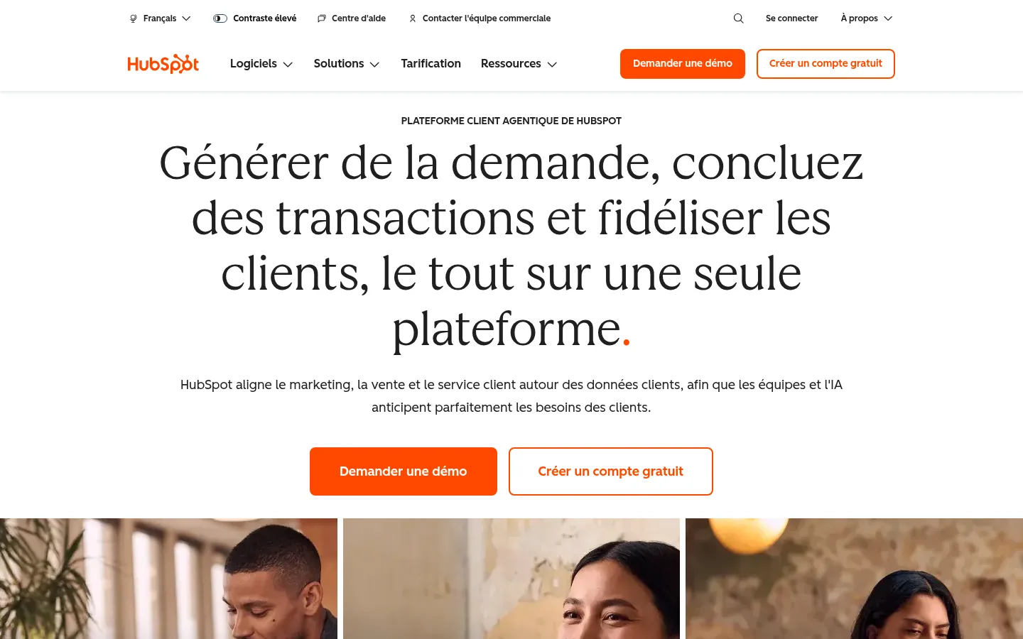 HubSpot software homepage