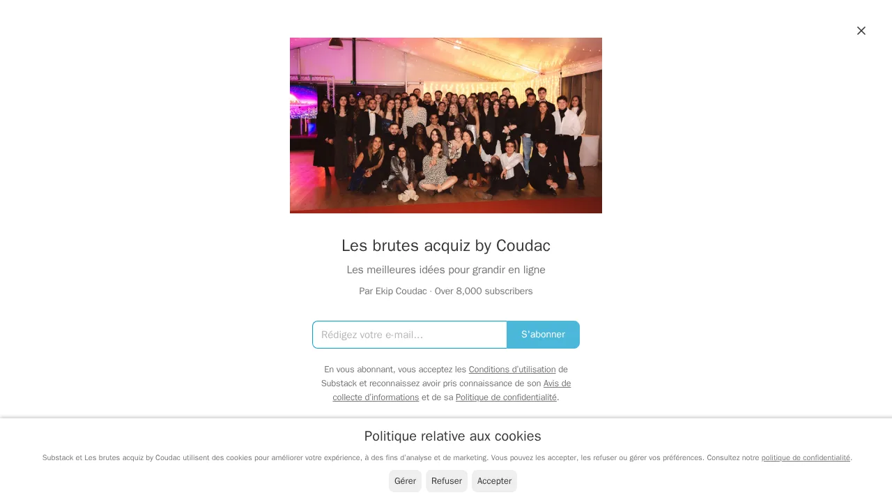 에이전시 팀 사진이 있는 Coudac 뉴스레터 Les brutes acquiz 구독 페이지