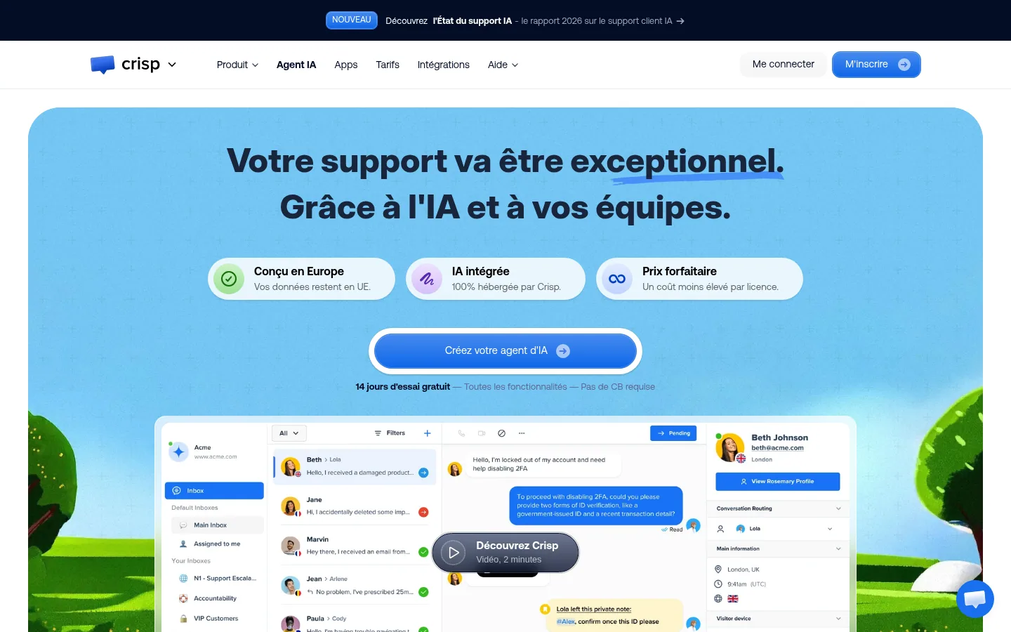 Startseite der Software Crisp
