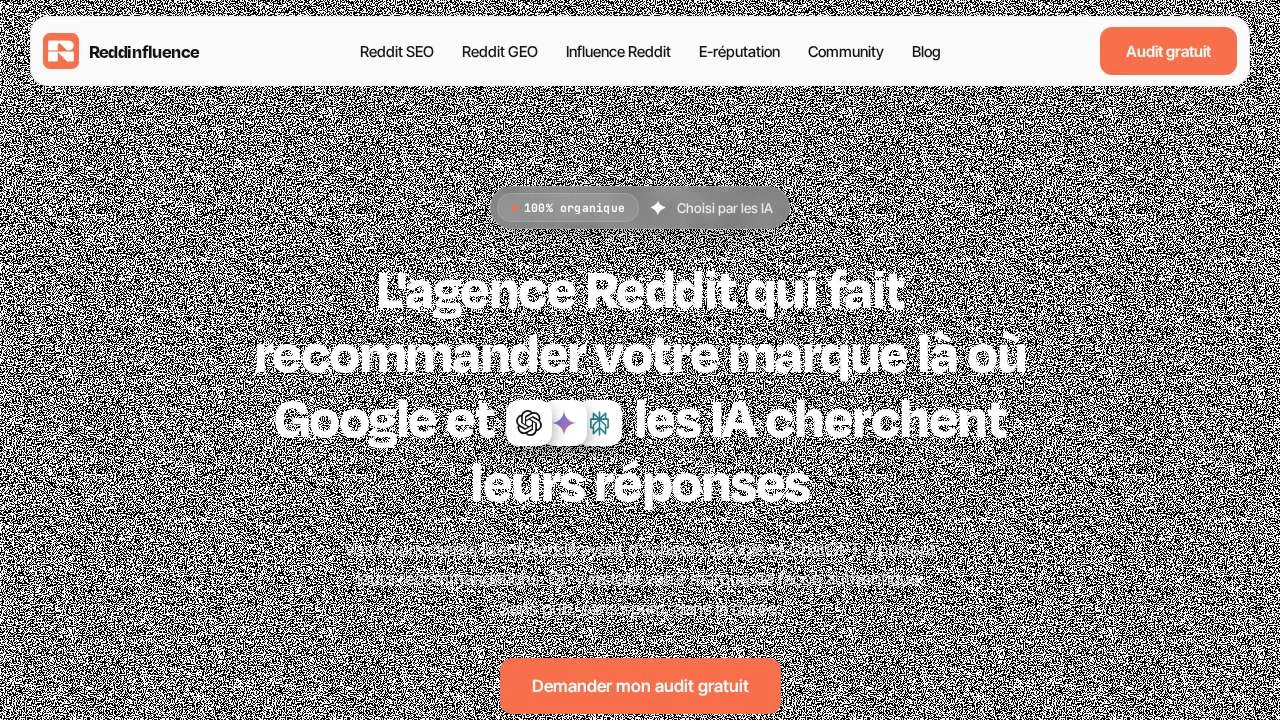 Homepage of the organic Reddit agency Reddinfluence