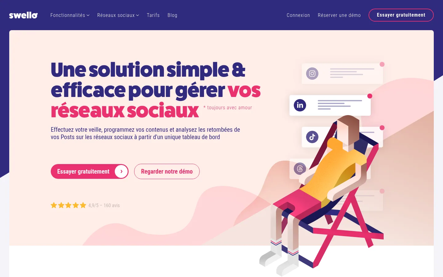 Homepage of the Swello software