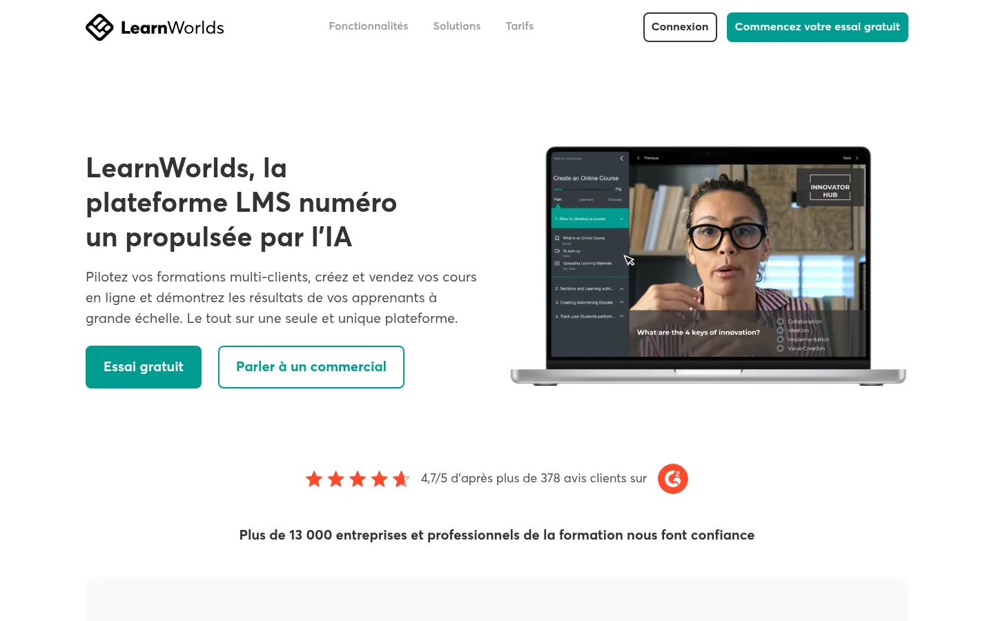 LearnWorlds software homepage
