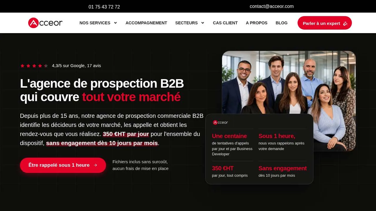 Strona główna serwisu agencji prospectingu B2B Acceor