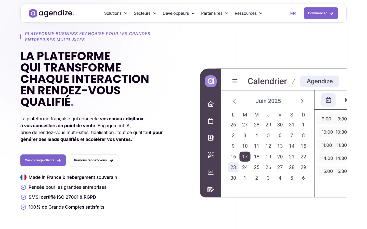 Home page del software Agendize