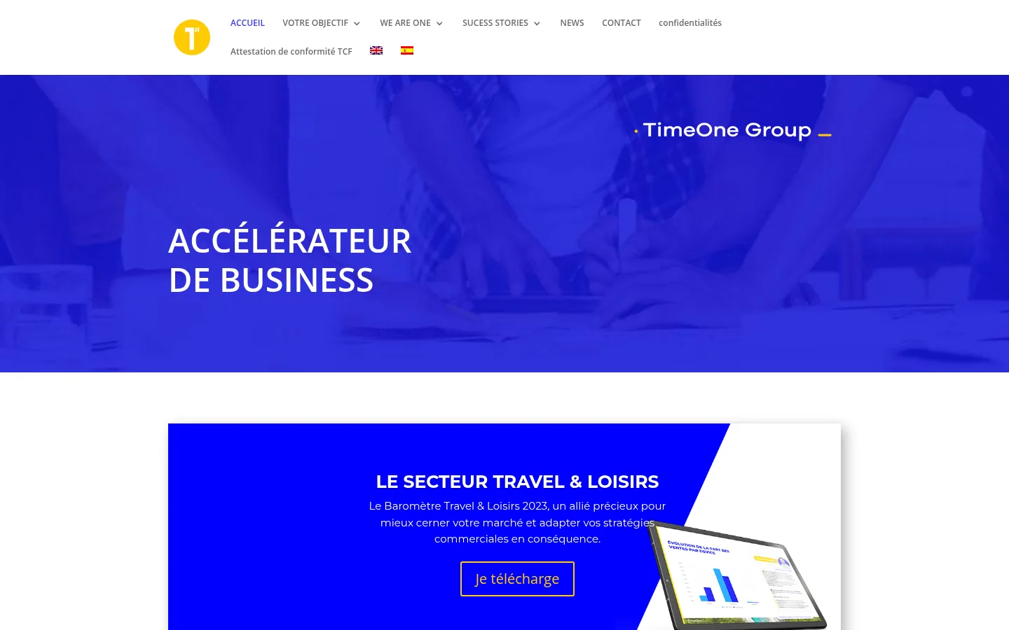 Homepage of the TimeOne software
