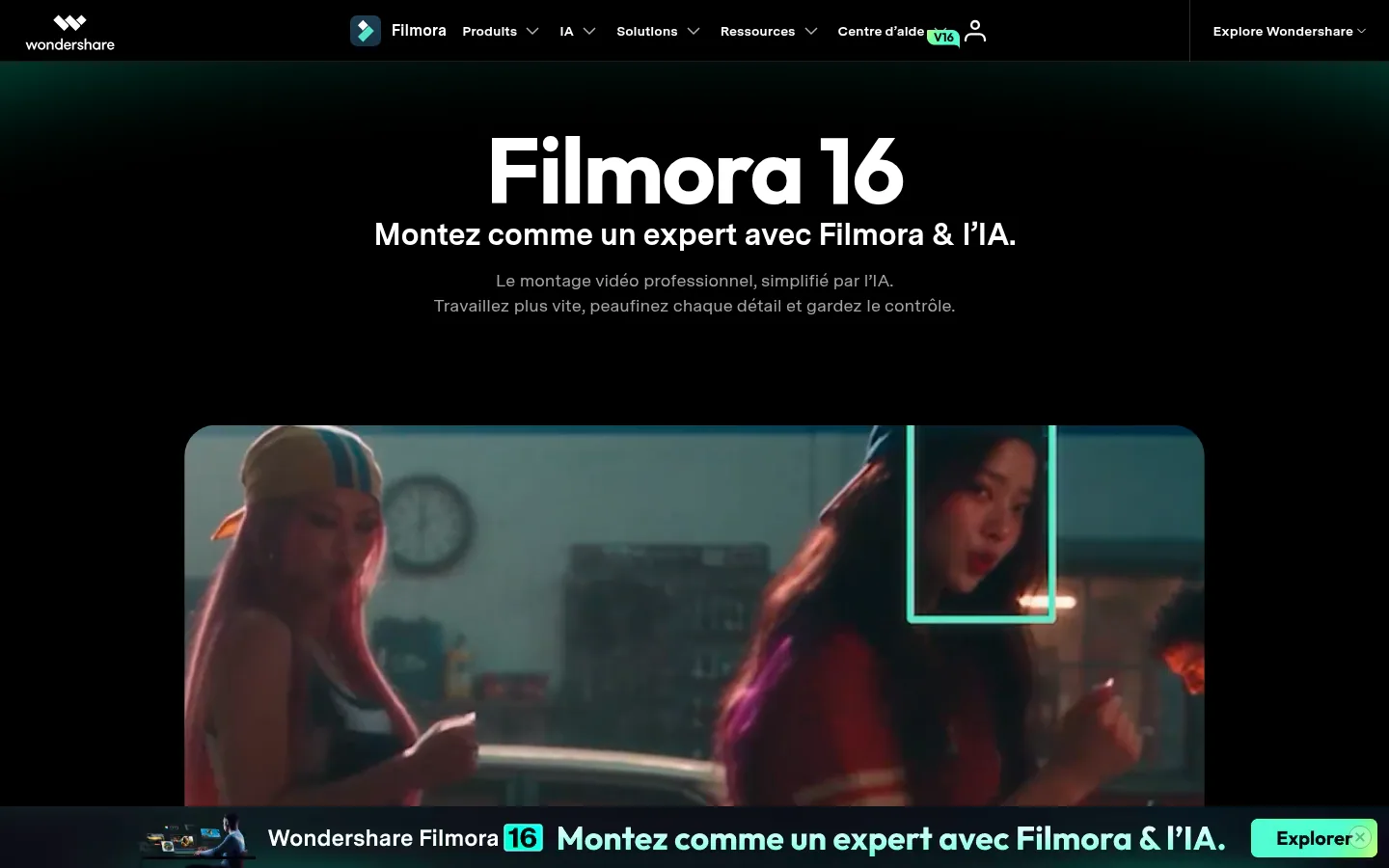 Wondershare Filmora software home page