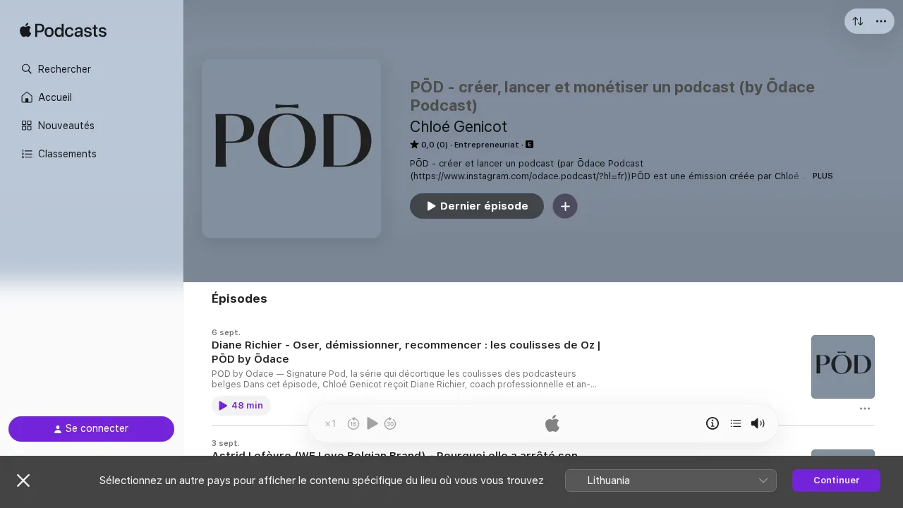 Ōdace Podcast の Chloé Genicot による PŌD, créer, lancer et monétiser un podcast の Apple Podcasts ページ