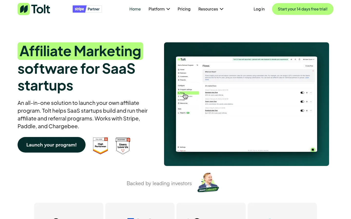 Homepage of the Tolt software