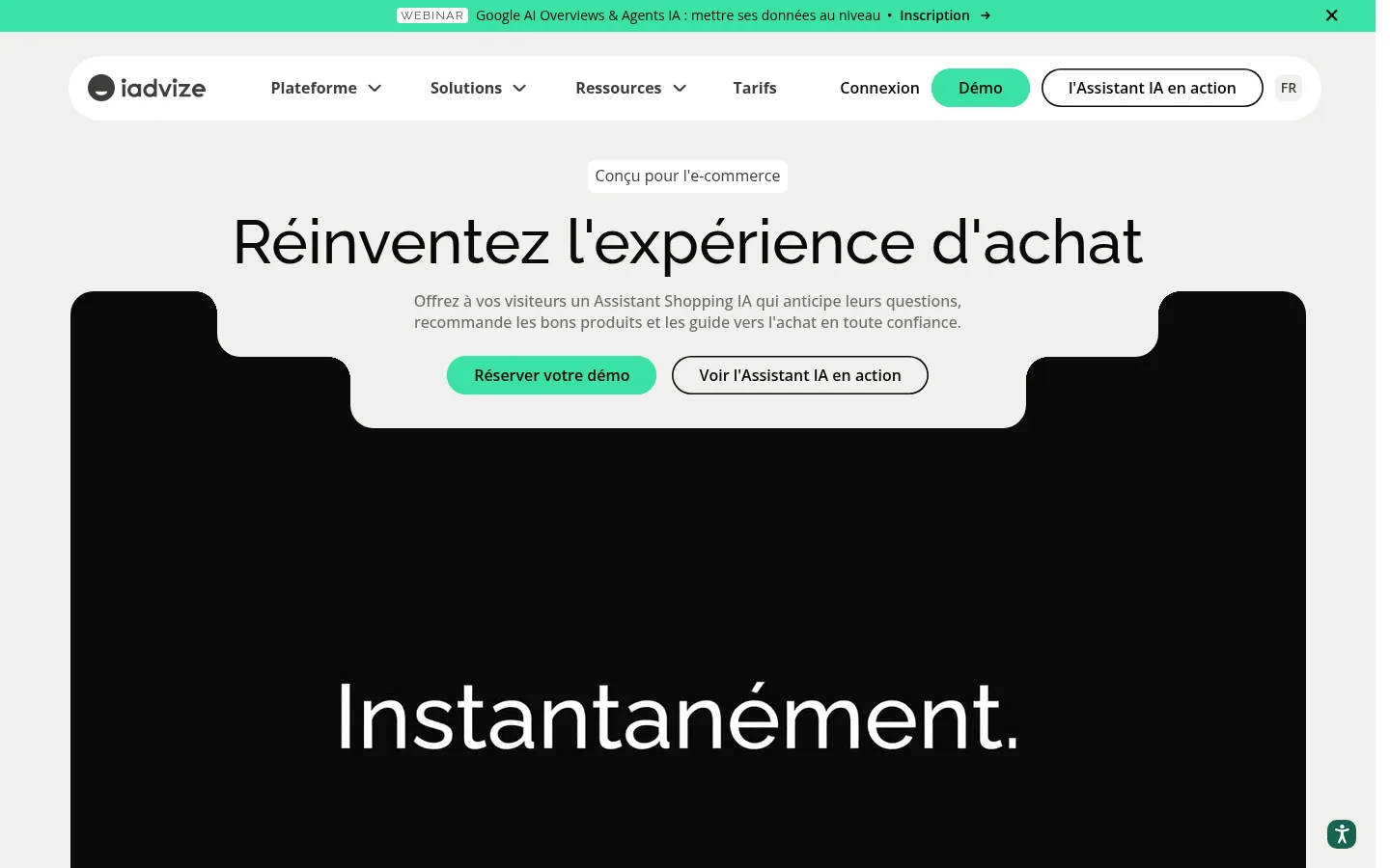 Startseite der Software iAdvize