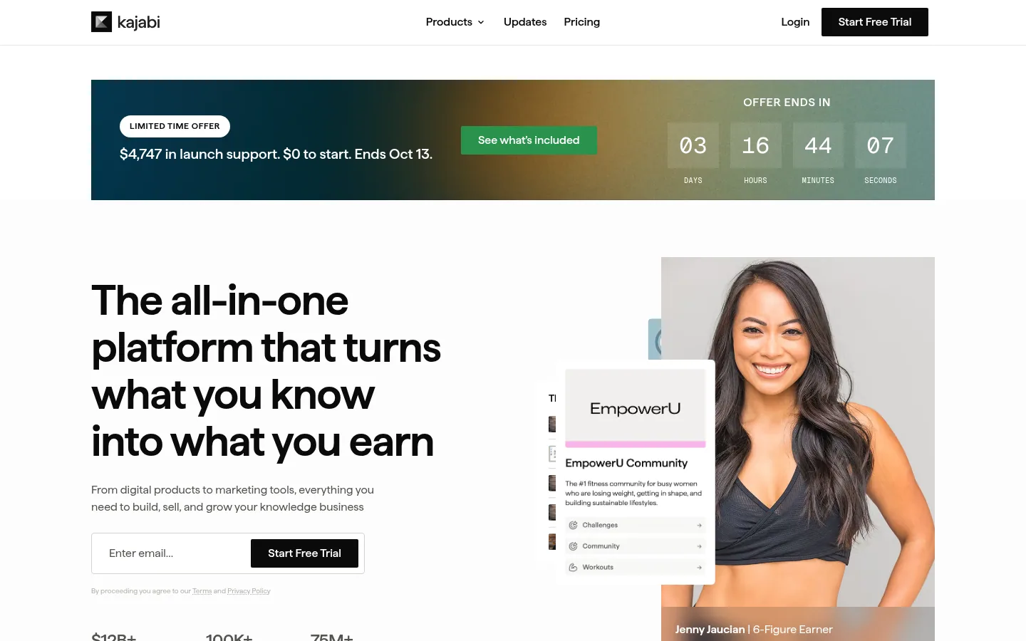 Kajabi software homepage