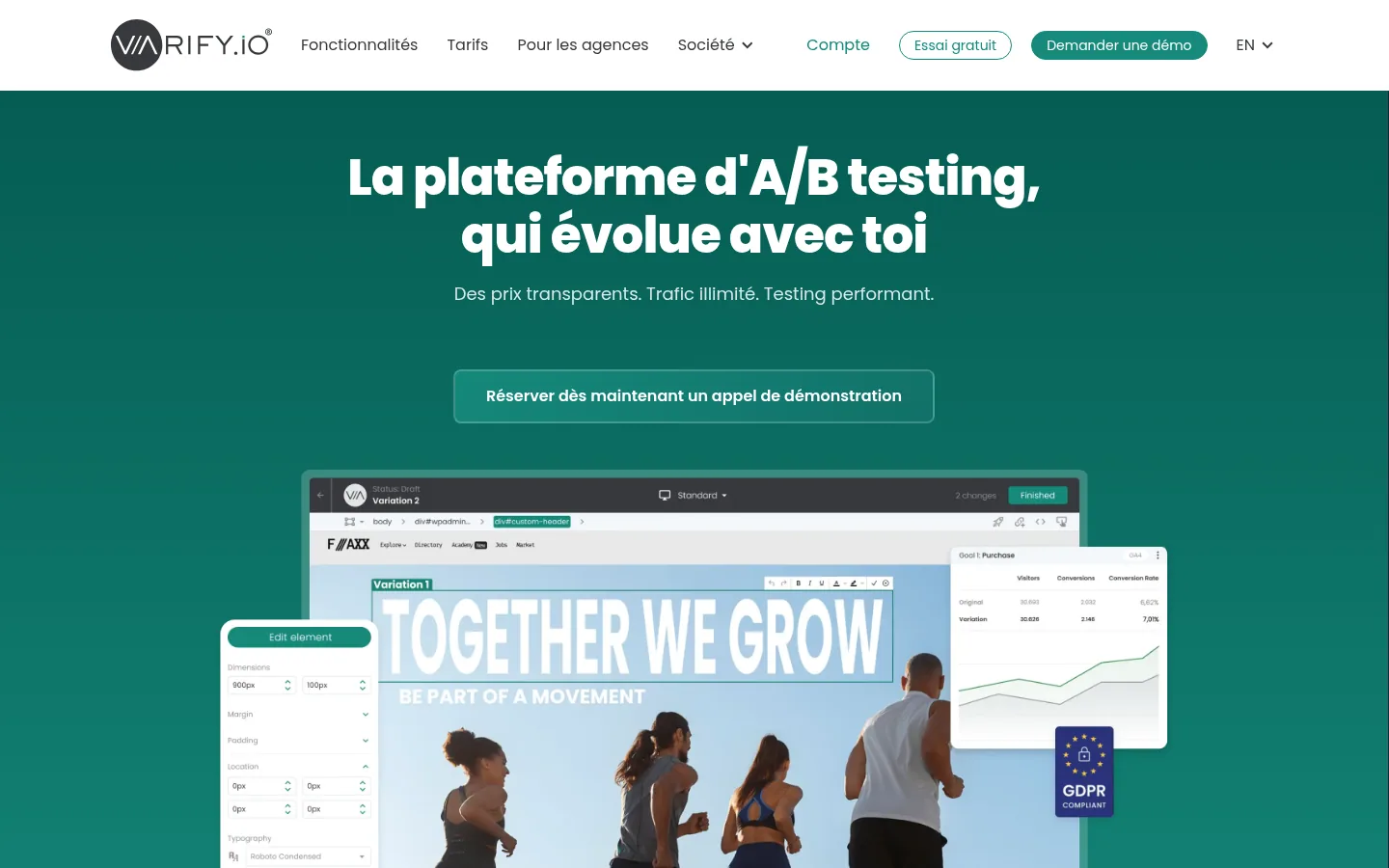 Startseite der Software Varify.io