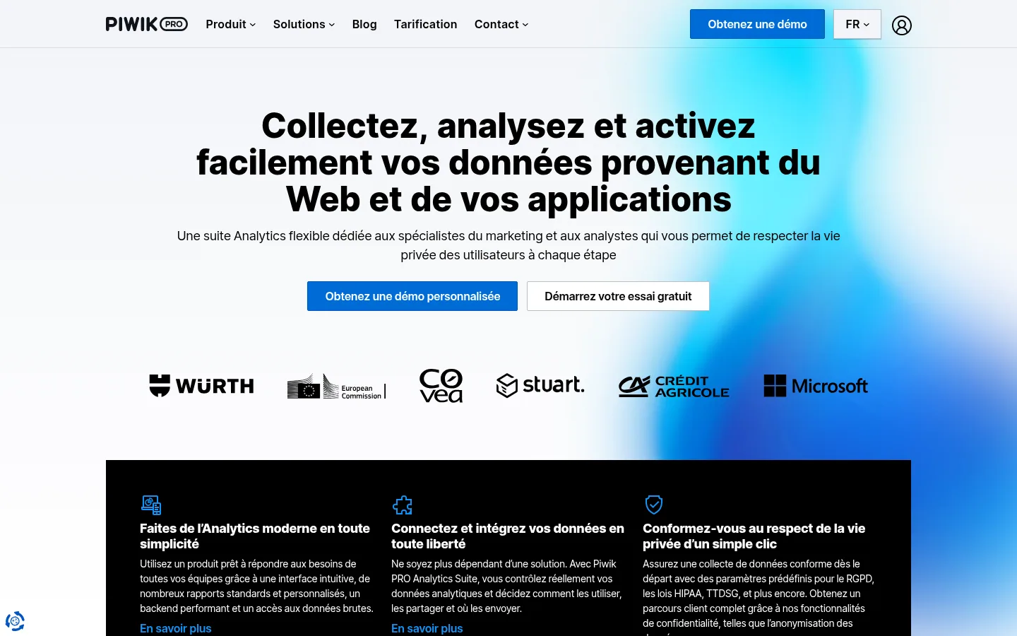 Home page del software Piwik PRO