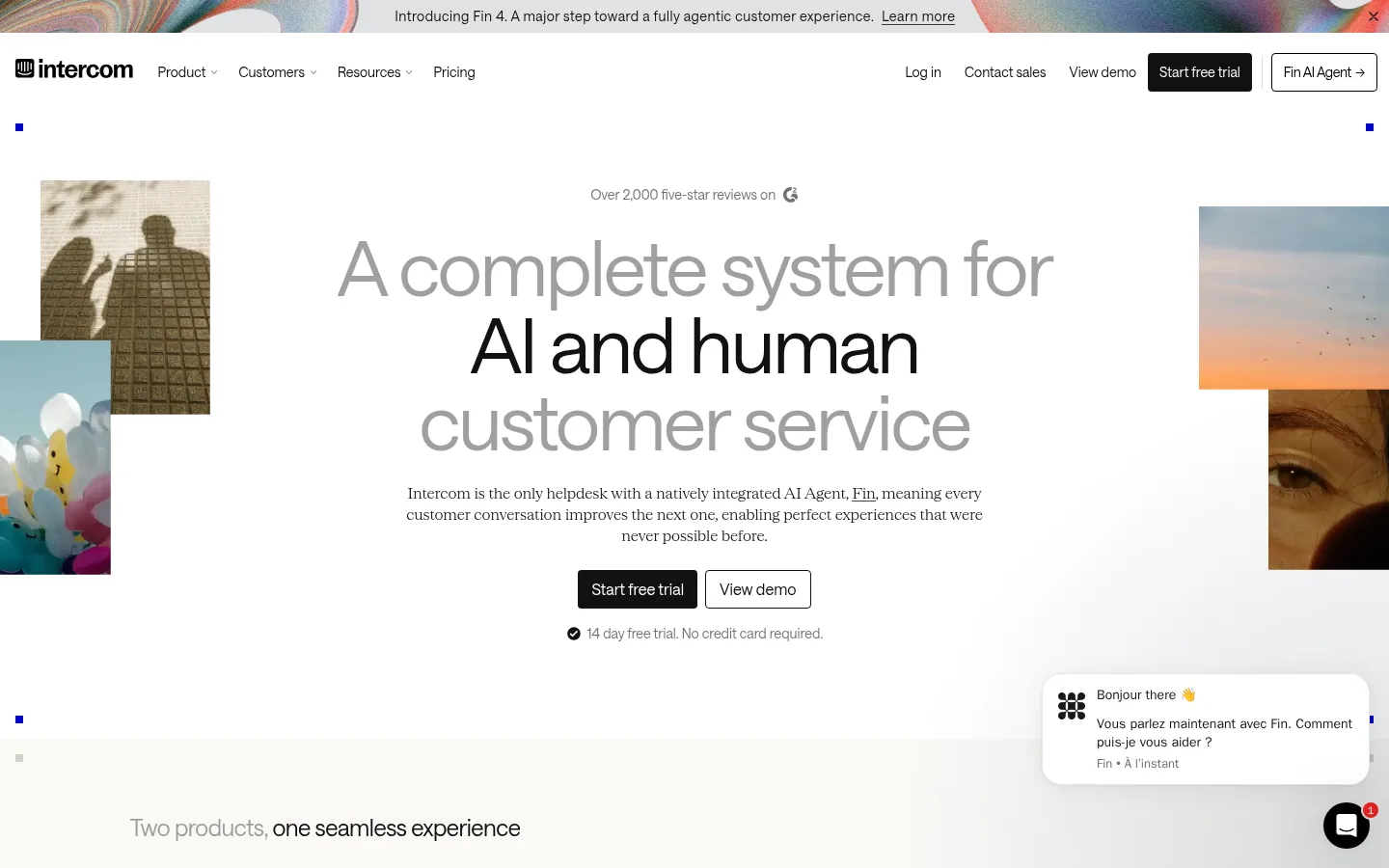 Startseite der Software Intercom