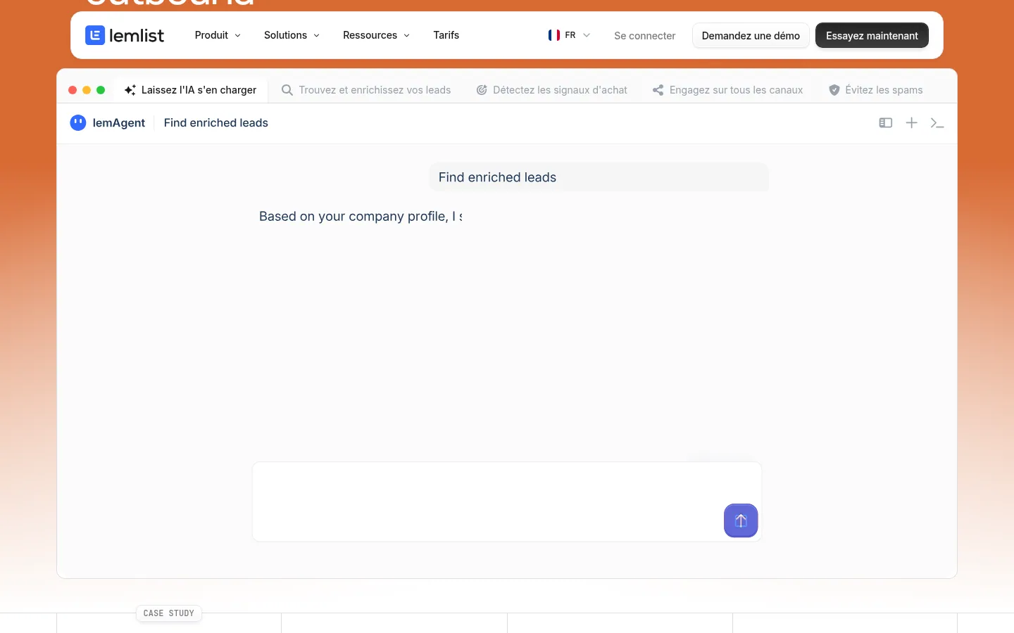 Homepage of the lemlist software