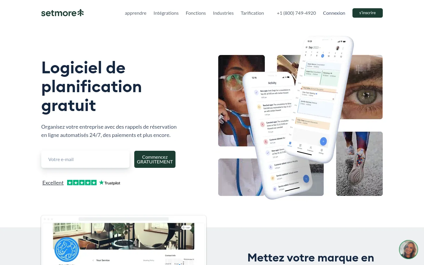Home page del software Setmore