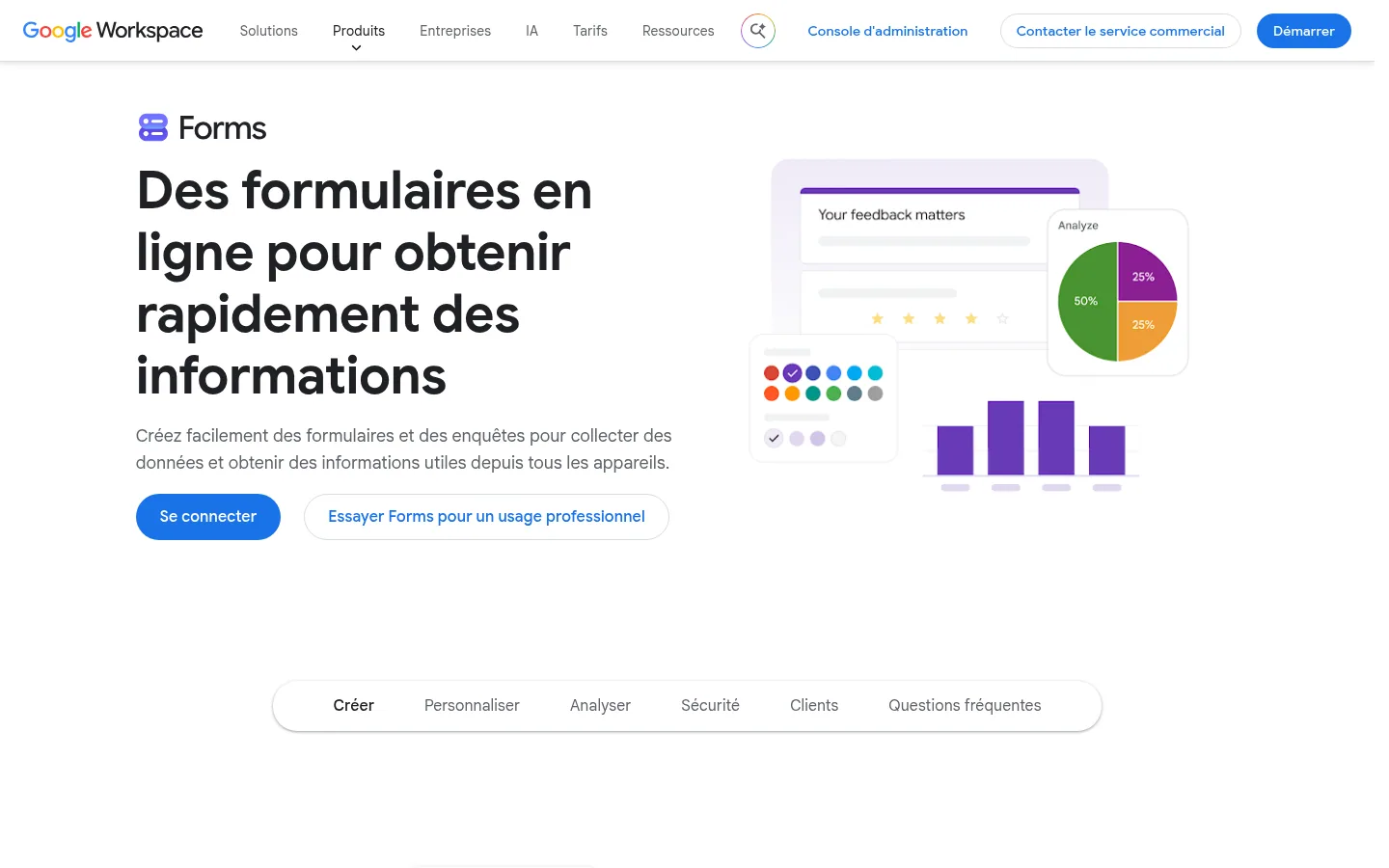 Homepage of the Google Forms software