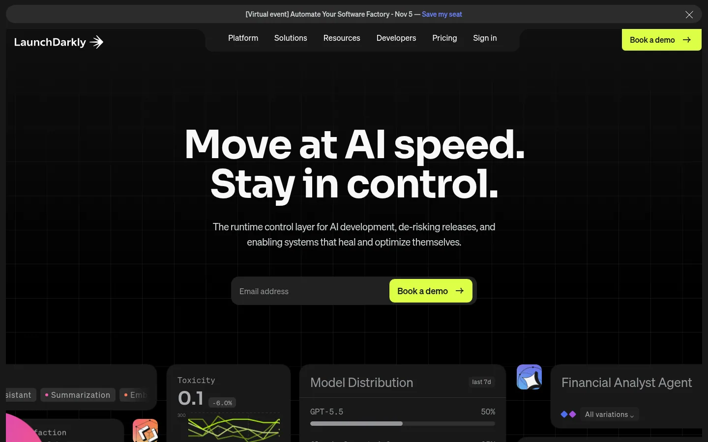 Startseite der Software LaunchDarkly