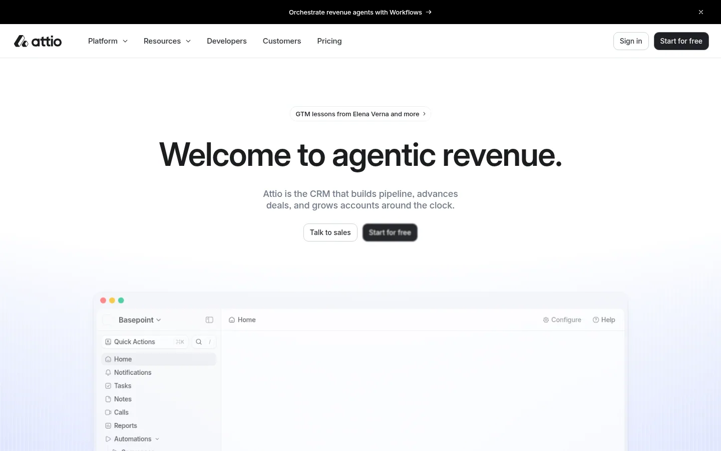 Attio software homepage