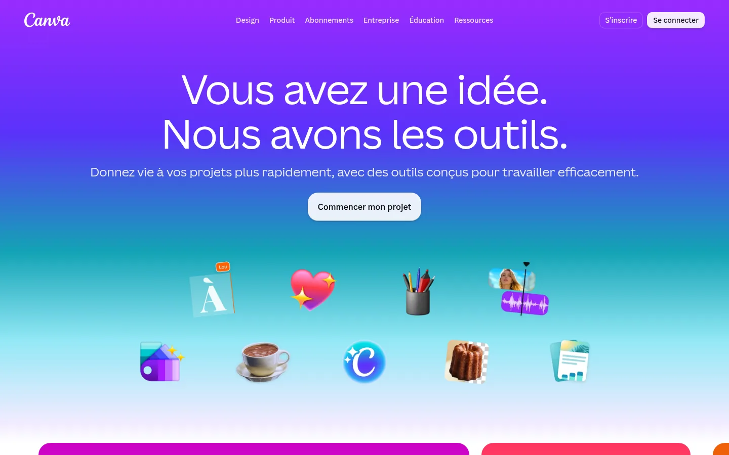 Canva software home page