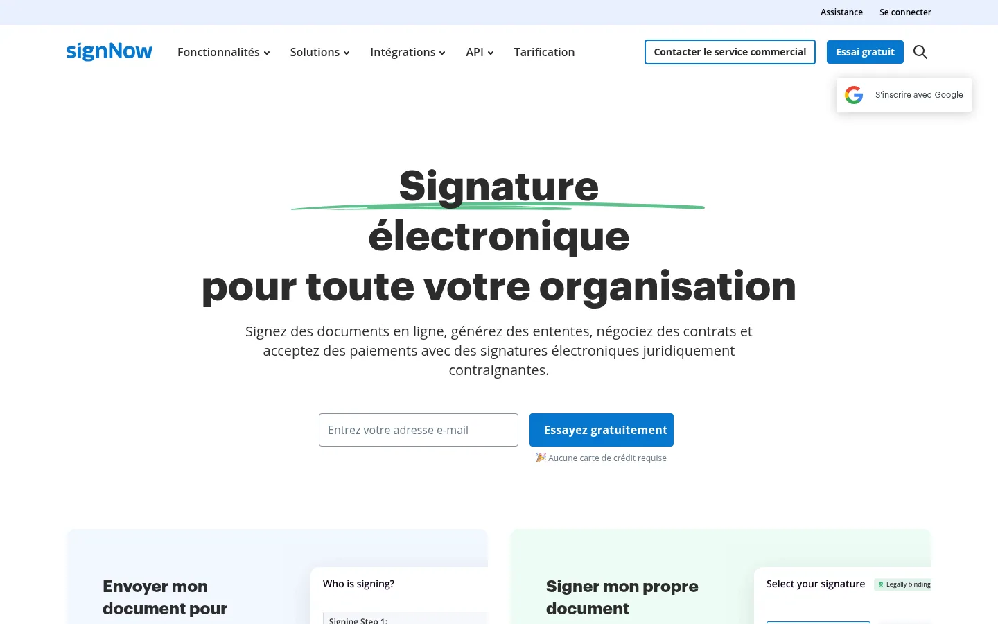 Homepage of the airSlate SignNow software
