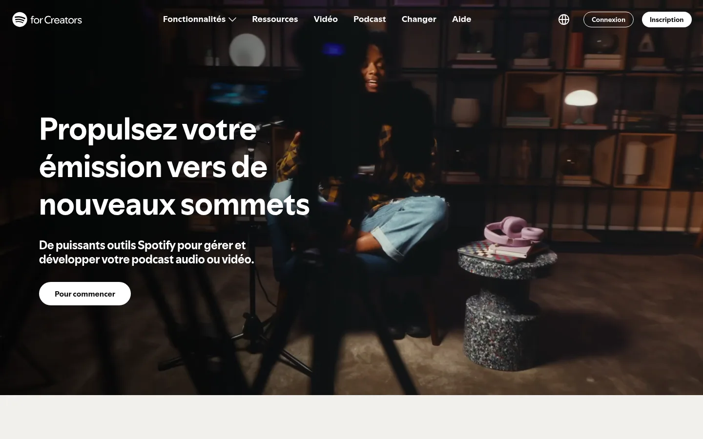Homepage of the Spotify for Creators software