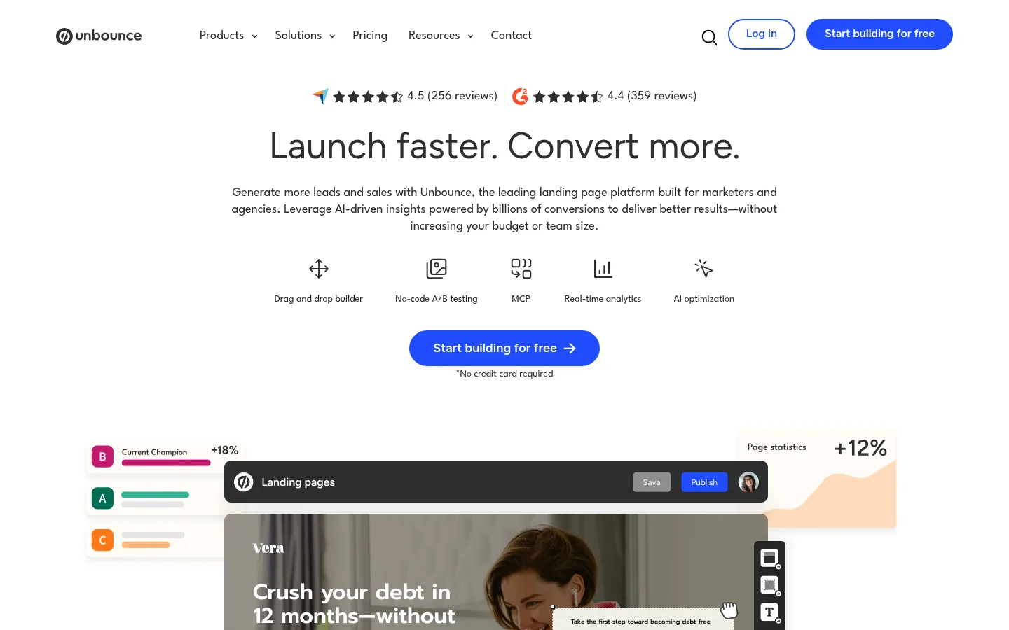 Unbounce software homepage
