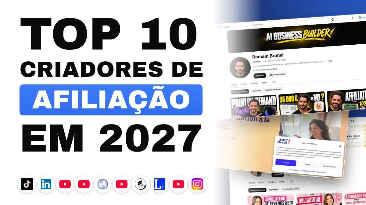 Os 10 melhores criadores de conteúdo de marketing de afiliados na França