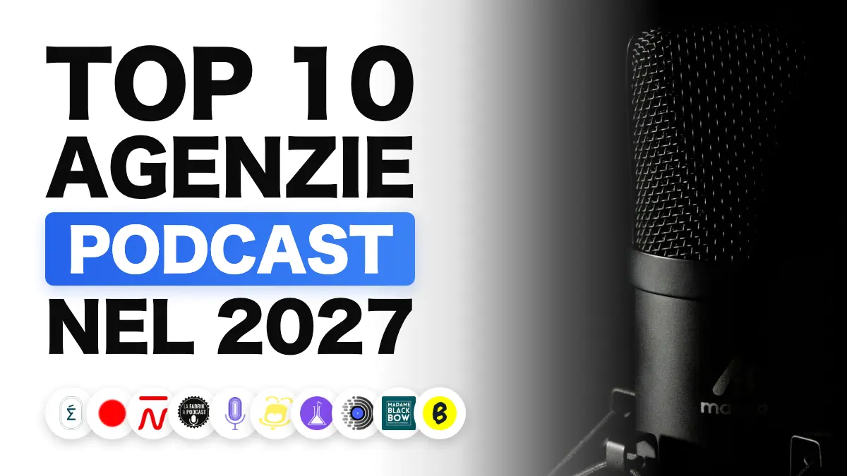 Microfono da studio fotografato su sfondo scuro, che illustra la classifica delle migliori agenzie podcast in Francia